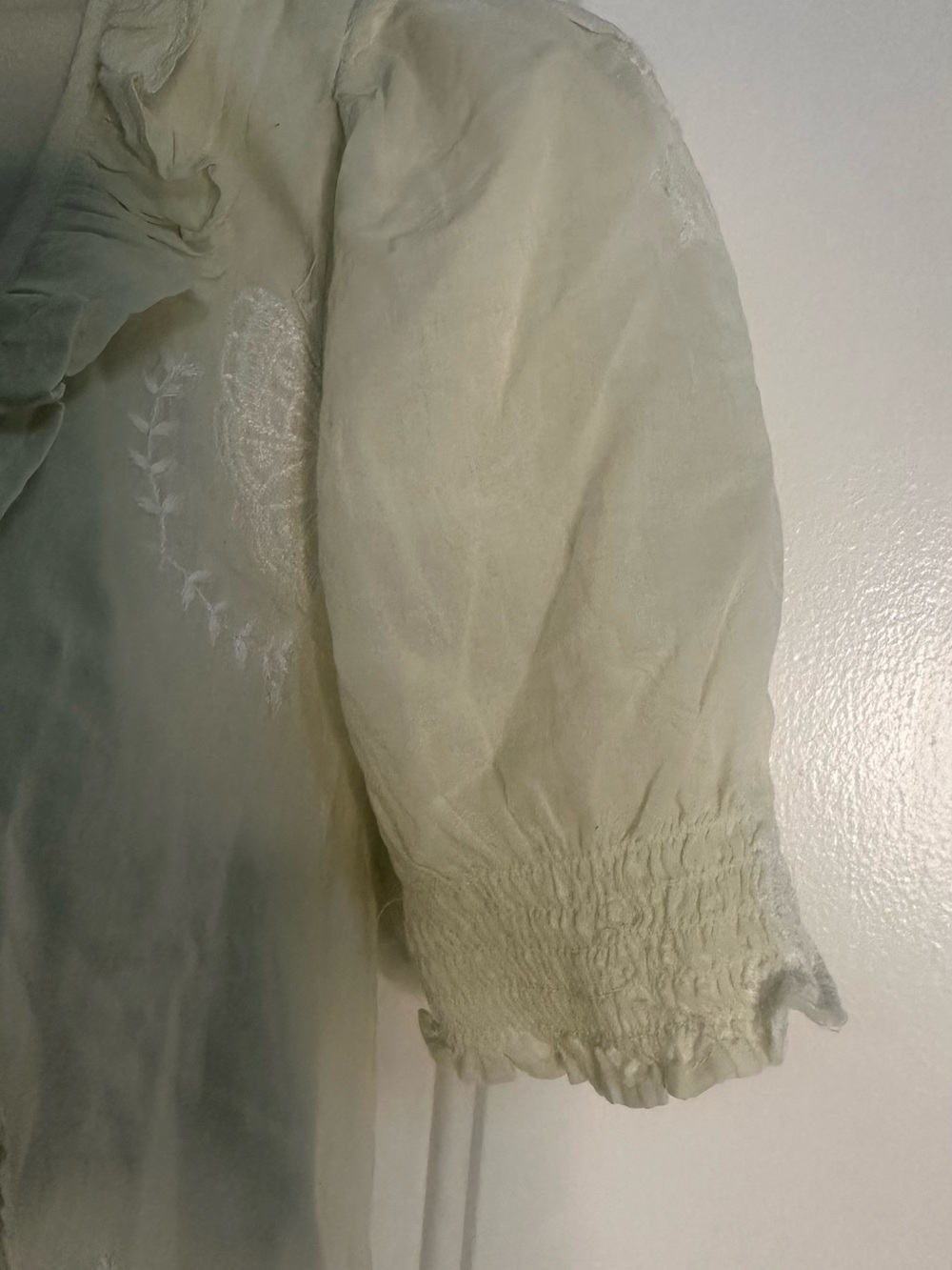 Urban Outfitters Cream Ruffle-Neck Embroidered Tunic - Picture 5 of 5